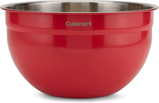 Cuisinart CTG-00-SMB Stainless Steel Mixing Bowls with Lids, Set of 3, Red