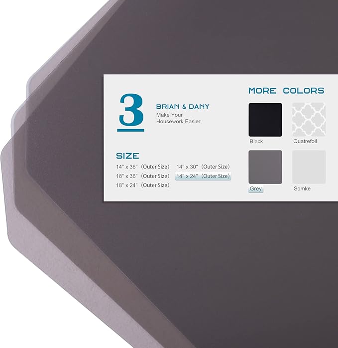 BRIAN & DANY Wire Shelf Liner 14" X 24", Heavy Duty Shelf Liners for Wire Shelving, Waterproof Protector Mats, Set of 3, Charcoal