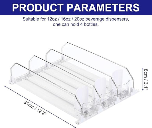 uxcell 3pcs Soda Can Organizer for Refrigerator, Self-Pushing Drink Organizer for Fridge, Width Adjustable Drink Dispenser Beverage Pusher For Pantry Vending Machine, White