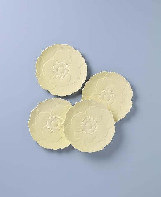Lenox 897770 Butterfly Meadow Floral Accent Plates, Yellow, Set of 4