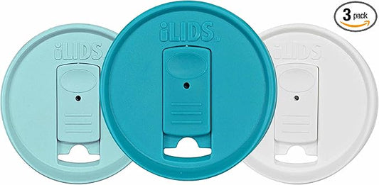 Mason Jar Drink Lid, Regular Mouth, Ocean Colors, Pack of 3