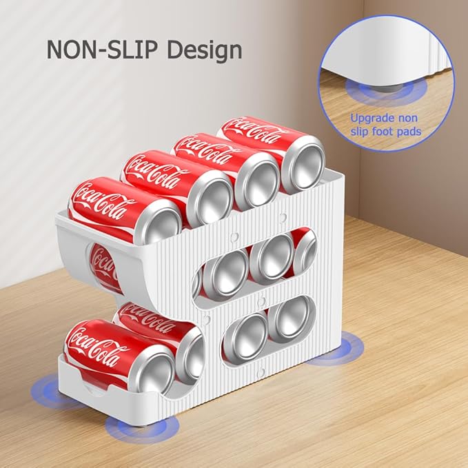 Soda Can Organizer for Pantry/Fridge, Automatic Rolling Pop Can Dispenser/Storage/Holder/Container for Refrigerator, Saving Space Drink Organizer for Fridge, 1 Pack Holds 12 Standard Cans
