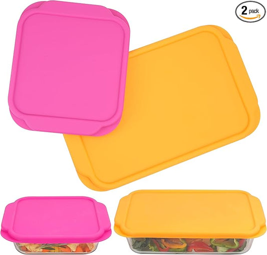 Silicone Lids for Pyrex 222丨233丨222-D丨233-D Glass Baking Dish, 2 Pack Silicone Lid for Pyrex Glass Dish, Dishwasher & Freezer & Microwave Safe (Baking Dish Not included)