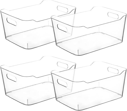 Small Clear Plastic Storage Bins, Perfect for Organization or Pantry and, Fridge Organizer, Cabinet Organizers