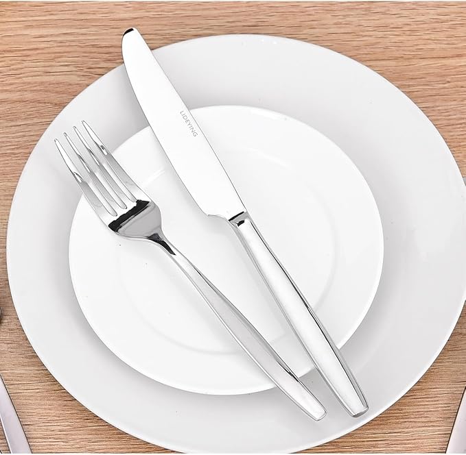 30-Piece Silverware Set,Stainless Steel Flatware Utensils Cutlery Set for 6,Including Steak Knife Fork and Spoon,Dishwasher Safe,Modern Tableware for Home & Dining