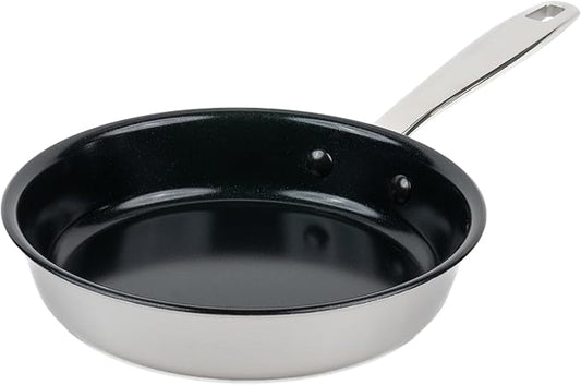 Alva Maestro 9.5-Inch Stainless Steel Nonstick Frying Pan – Made with No PFAS, PFOA & PTFE Ceramic Coating – Reinforced 5-Ply Aluminum Core, Oven & Induction Safe for Even Heat, Easy to Wipe Clean