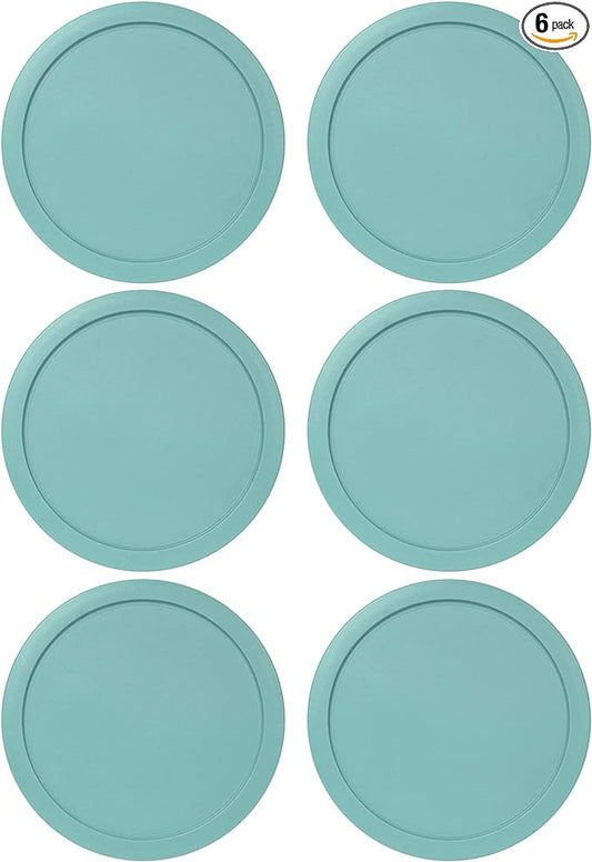 Replacement Lids for Pyrex 6 & 7-Cup Glass Food Storage Container Bowls, 7.5-Inch Plastic Round Lids Covers fits Pyrex 7402-PC, Airtight & Leakproof (6-Pack, Turquoise)