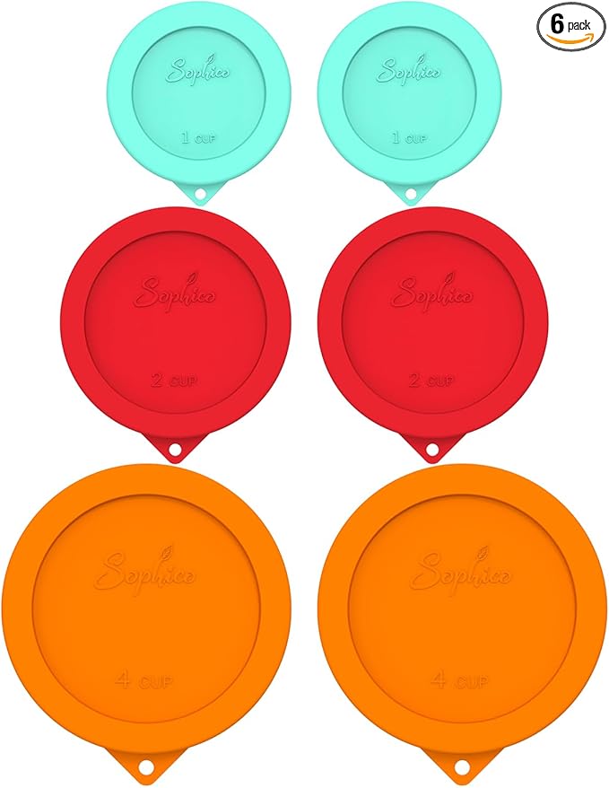 Sophico Round Silicone Storage Cover Lids Replacement for Anchor Hocking and Pyrex Glass Bowls (Container not Included) (MIX-6 PACK)