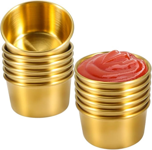 Ramekin Sauce Dipping Bowl Mini Sauce Cups Pudding Condiment Cups for Home Party Restaurant (Golden 12PCS 60ml)