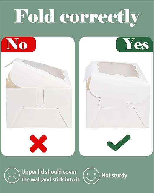 Bakepacker 60pcs Orange Bakery Boxes with Window 6x6x3 inches Thick & Sturdy Macaroon Pastry Boxes Cookie Boxes for Bakerys