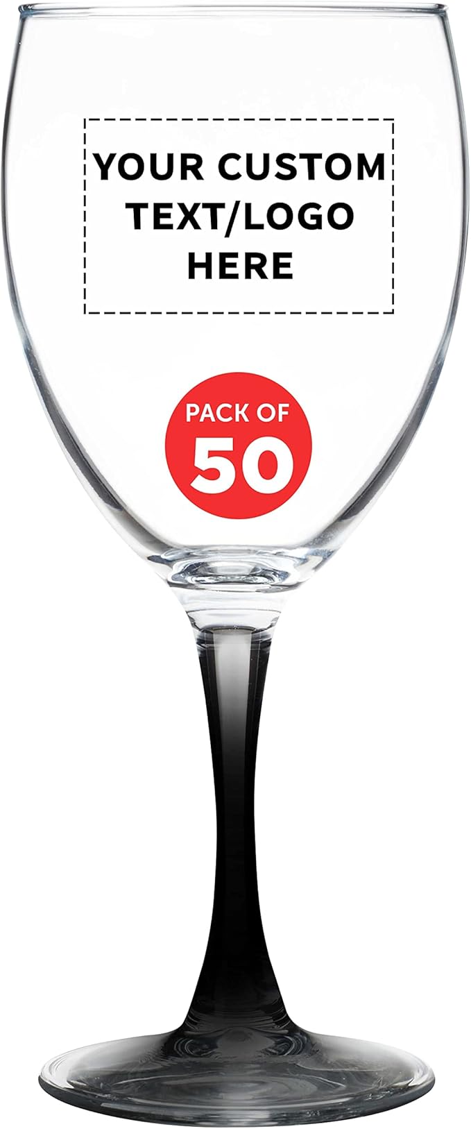 Custom Nuance Wine Glasses by ARC 10.5 oz. Set of 50, Personalized Bulk Pack - Restaurant Glassware, Perfect for Red Wine, White Wine, Cocktails - Black