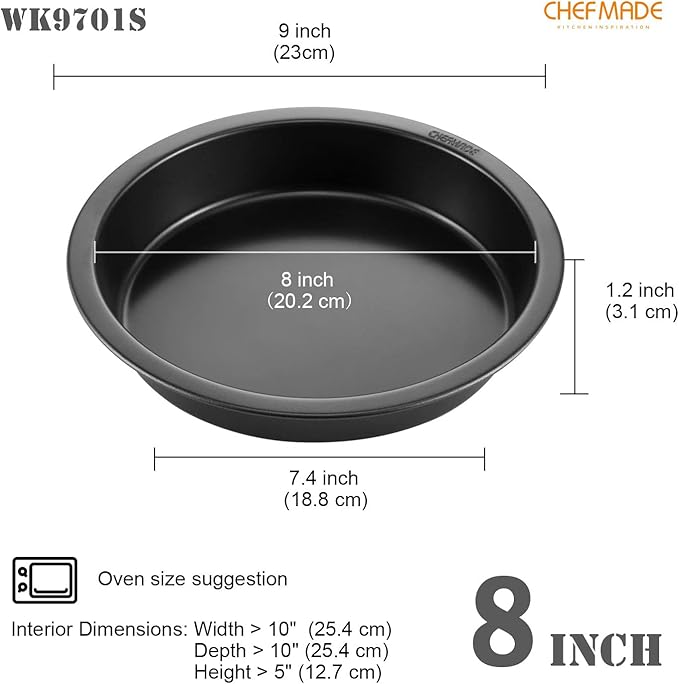 CHEFMADE Round Cake Pan, Nonstick 8 Inch Cake Pan for Baking, Set of 2