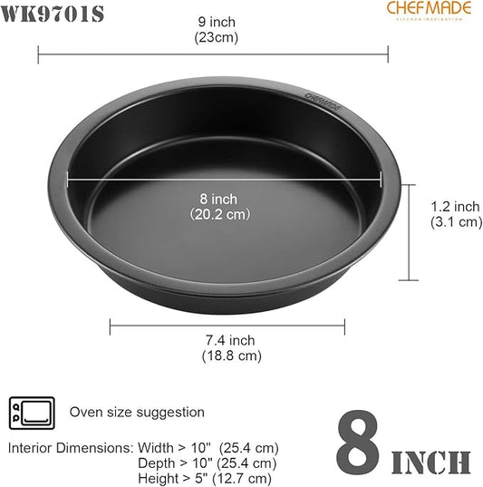 CHEFMADE Round Cake Pan, Nonstick 8 Inch Cake Pan for Baking, Set of 2