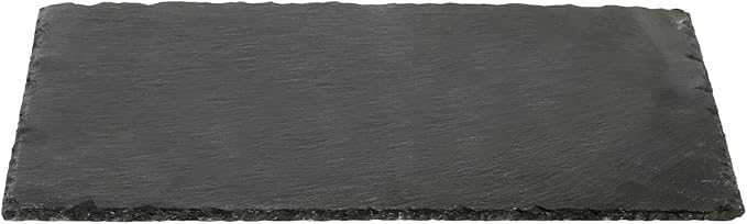 Restaurantware Slate Serving Trays 4 Pack of 11.8" x 7.8" Foam Feet Charcuterie Stone Plates Rustic Edges Freezable Black Serving Display Cheese Boards for Kitchen, Gourmet, Dining, Parties
