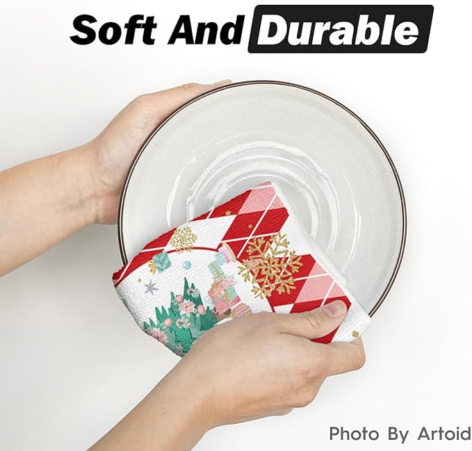 Red Nutcrackers Tree Christmas Kitchen Towels Dish Towels 18x26 Inch Set of 2