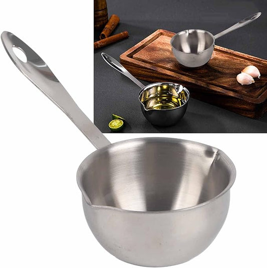 Buer Warmer Pot, 10ML, Silver, Compact, Stainless Steel, Ceramic Finish, No Lid, Suitable for Stovetop, Max 150g, Includes 1 x Buer Warmer Pot