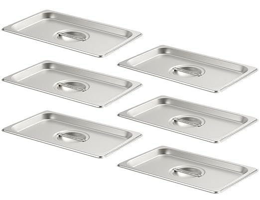 CURTA 6-Pack 1/4 Size Steam Table Pan Cover With Handle, NSF, Hotel Pan Lid, Catering Food Lid