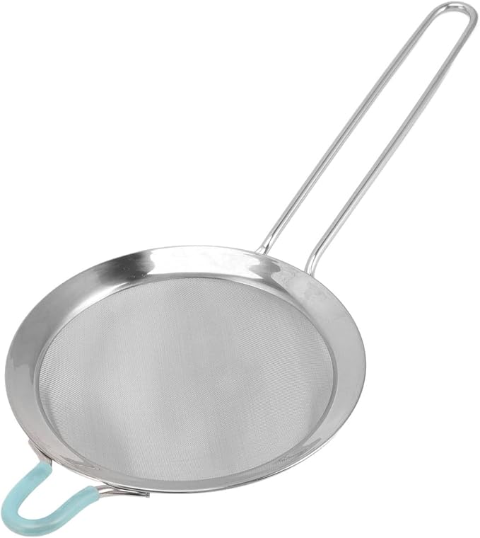 60 Mesh Fine Colander, Strainer Stainless Steel Handheld Flour Colander with Long Handle, Handheld Flour Sifter for Kitchen(14cm)