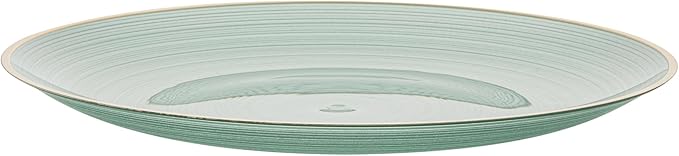 Restaurantware Plastic Plates 20 Pcs 10" Gold Rimmed Disposable Plates Heavy-Duty Green Translucent Rippled Plastic Dinner Servers for Party, Weddings, Salads, Desserts, and Appetizers
