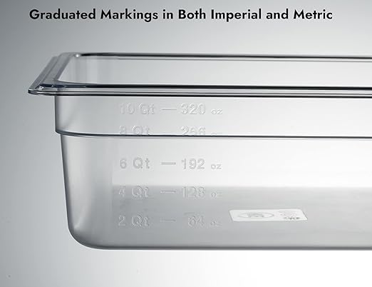 CURTA 6 Pack NSF Food Pans, Full Size 4 Inch Deep, Commercial Polycarbonate Plastic Clear Freezer-Safe