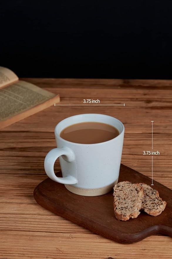 famiware Coffee Mugs for 6, 12 oz Mug Set, Dringking Cup with Handle for Coffee, Tea, Cocoa, Milk, Saturn serise, Ligth Gray