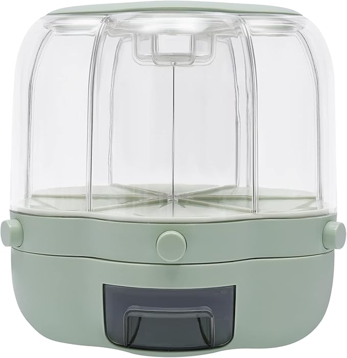 360° Rotatable Cereal Dispenser, One-Click Rice Output, Visible Round Multigrain Tank Cup Dry Rice Container Food Dispenser Sealed Grains Cans Grain Storage Tank for Storage Small Beans(Style 9)