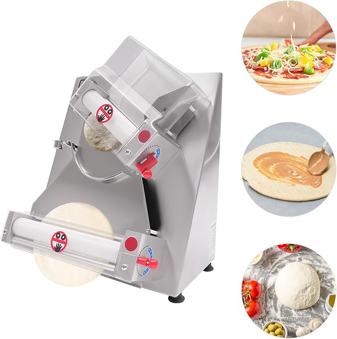 Pizza Dough Roller Machine,Pasta Maker,4-12" Automatic Commercial Dough Roller Sheeter, Stainless Steel Adjustable Thickness Dough Machine, for Pasta Maker Equipment