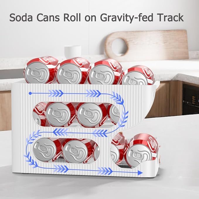 Soda Can Organizer for Pantry/Fridge, Automatic Rolling Pop Can Dispenser/Storage/Holder/Container for Refrigerator, Saving Space Drink Organizer for Fridge, 2-Pack Holds 24 Standard Cans