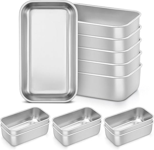 TeamFar Mini Loaf Pan, 12 PCS Stainless Steel Loaf Pans for Baking Bread, 6.3 x 3.5 Inch Bread Baking Pan for Homemade Bread, Meatloaf, Cake and Brownies, Non-Toxic, Oven & Dishwasher Safe