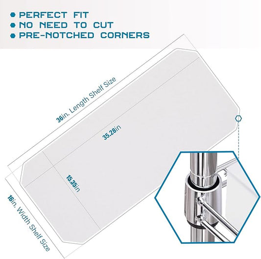 BRIAN & DANY Wire Shelf Liner 16" X 36", Heavy Duty Shelf Liners for Wire Shelving, Waterproof Protector Mats, Set of 5, Transparent