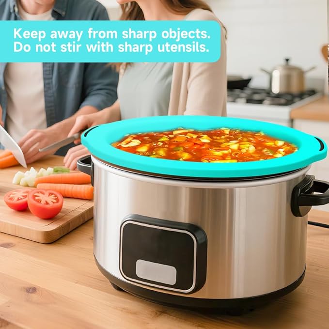 ChefAid Slow Cooker Liners, 100% Silicone Reusable Crock Pot Insert Accessories for 6-8 Oval or Round Quart Slow Cookers, Food Safe & Dishwasher Safe (Grey-Mint)