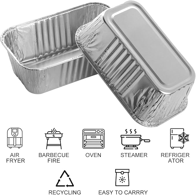 50 Pack 1Lb Mini Loaf Pans, 6” x 3.5” x 2” Foil Disposable Loaf Pans, Aluminum Foil Bread Pans for Baking Homemade Cakes & Breads Holiday Treats Food Storage