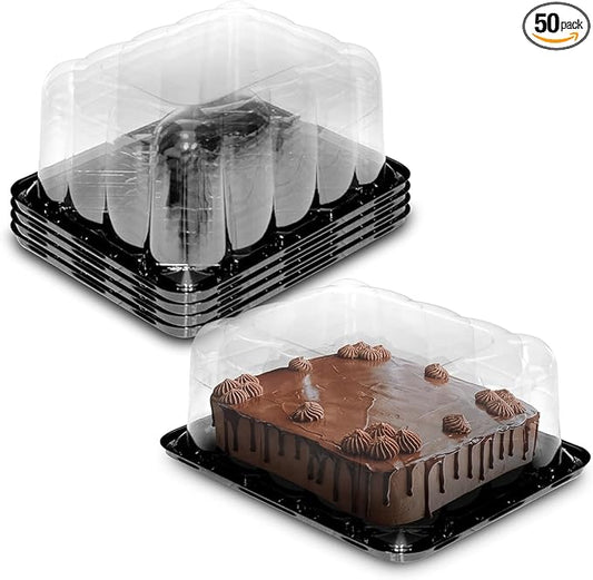 MT Products Clear Plastic Rectangular Bakery Boxes 11" x 9" x 5" - 1/8 Sheet Disposable Cake Containers with lids - Pack of 50