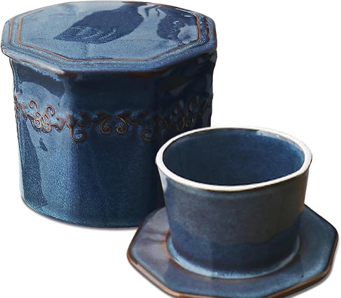 Butter Crock, French Butter Dish with Lid for Countertop,Ceramic French Butter Dish,Blue