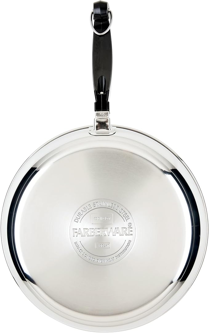 Farberware Classic Series Stainless Steel Pots and Pans with Baking Sheet Pan, Cooking Tools, and Lids, Induction Ready, Dishwasher Safe, 10 Piece Cookware Set, Metal Utensil Safe - Stainless Steel