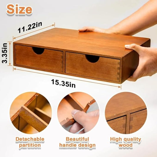 Wooden coffee capsule storage box, coffee machine stand base, kitchen tea set storage, tea set organizer K Pod Dual case Drawer