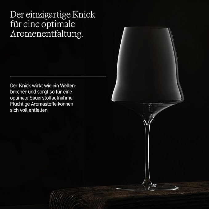 Josephinenhütte® JOSEPHINE N° 3 Red Wine Glasses [THE GLASS FOR CONNOISSEURS] – handcrafted & mouth-blown – set of 2 for full-bodied red wine – functional design for intense aroma