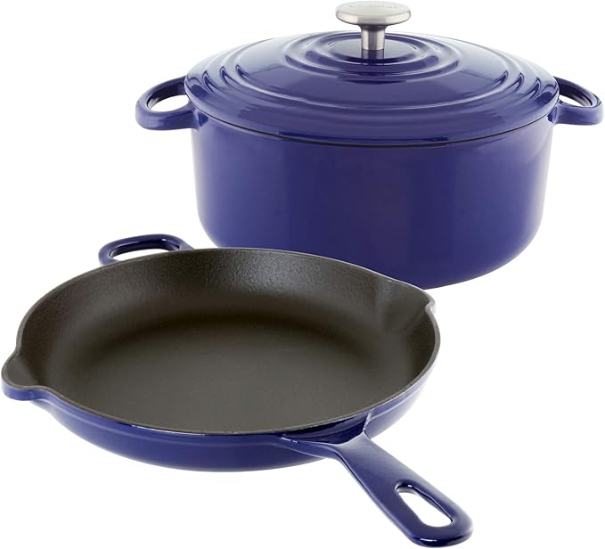 Chantal Enameled Cast Iron Cookware, 3 pc Set, Cobalt Blue