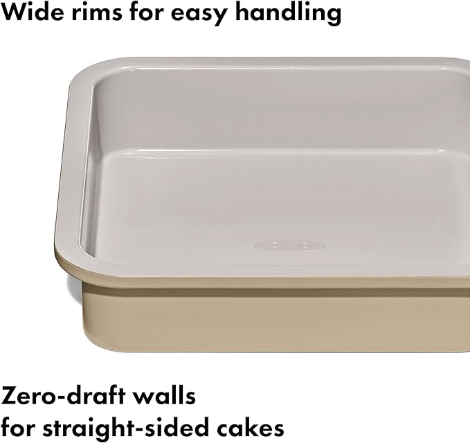 OXO Good Grips Non-Stick Pro Ceramic Coated Metal Bakeware 9” Square Cake Pan – Biscuit
