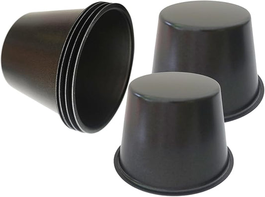Popover Pans Nonstick 6 Packs, Individual Larger Muffin, Versatile Round Baking Cups for Popover, Muffins, Quiche, Tarts, Cupcakes, Pudding - Carbon Steel, Black