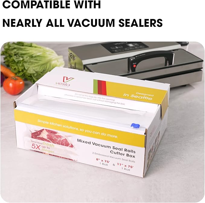 Vacuum Sealer Roll (6” x 150’) Keeper with Cutter - Premium Seal Bags for Food Saver, Ideal for Meal Prep, Sous Vide, and Storage, Vesta Precision