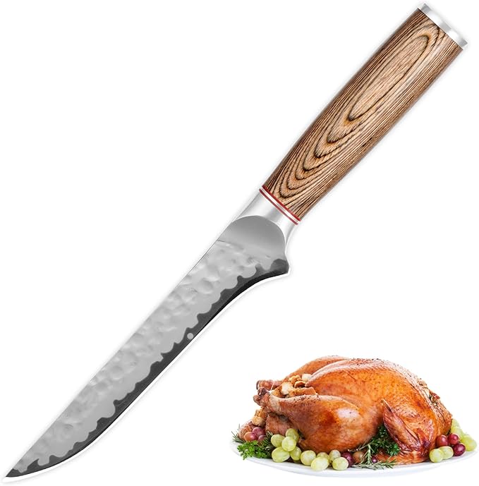 6 IN Boning Knife, Japanese Sharp Fillet Knife Professional Trimming Knife with Rosewood Handle and Gift Box