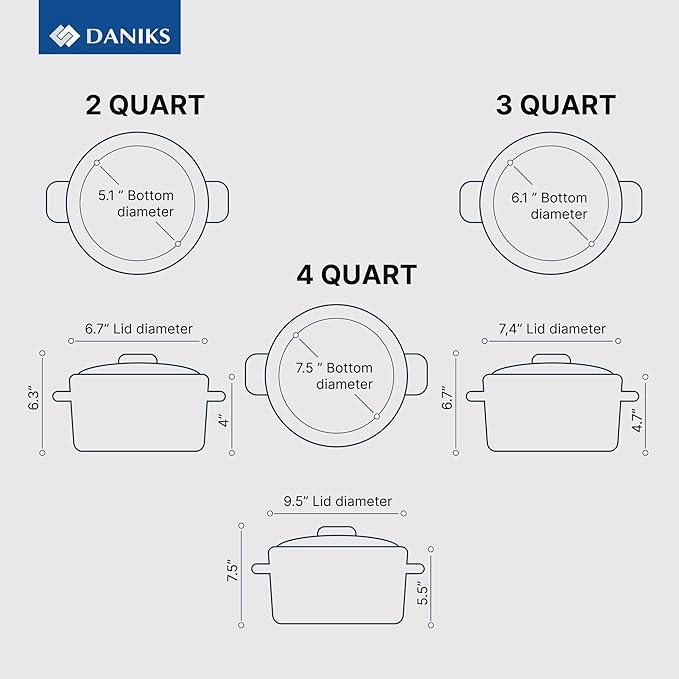 Daniks Modern 10-Piece Stainless Steel Induction Cookware Set – Dishwasher Safe Saucepan, Pots with Heatproof Handles, Glass Lids, Silver