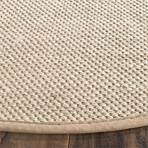 SAFAVIEH Area Rug 6' Round - Natural Fiber Collection - Marble & Linen Color, Sisal, Woven Design with Border (NF143B)