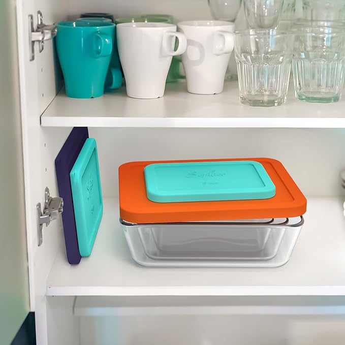 Sophico Rectangle Silicone Storage Cover Lids Replacement for Anchor Hocking and Pyrex Glass Bowls (Container not Included) (MIX-4 PACK)
