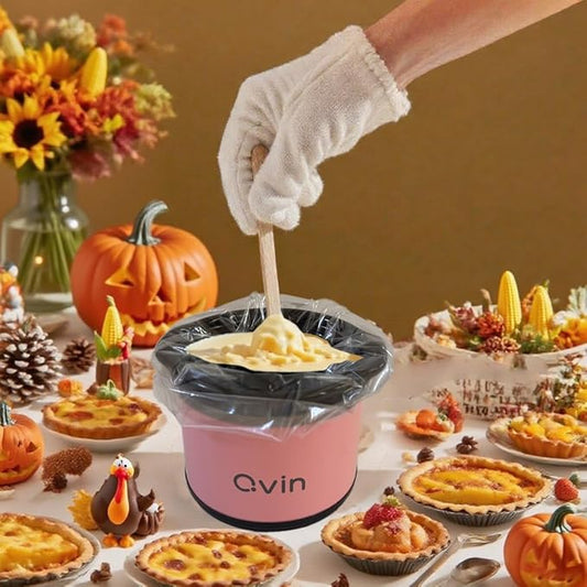 Mini Slow Cooker 0.65qt(20oz) warmer, fondue pot set,chocolate melting pot (stainless steel)… (pink)