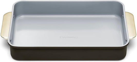 Caraway Non-Stick Ceramic 9”x13” Rectangle Pan - Naturally Slick Ceramic Coating - Non-Toxic, PTFE & PFOA Free - Perfect for Brownies, Lasagnas, and More - Black