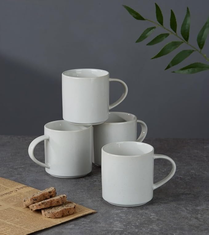 famiware Nebula 4 Pieces Coffee Mug, 12 oz Catering Mugs with Handle for Coffee, Tea, Cocoa, Milk, White