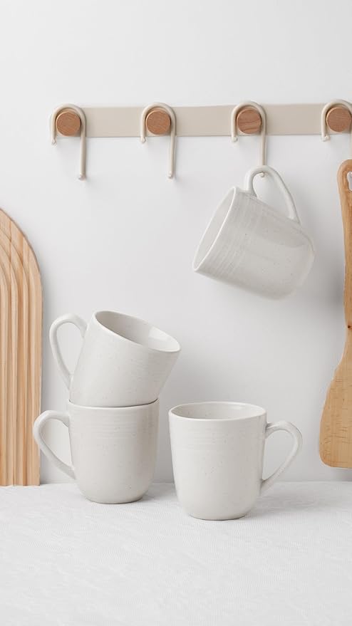 famiware Coffee Mugs, 14 oz Coffee Mugs Set of 4, Coffee Cups Ceramic with Handle for Latte, Mocha, Cocoa, Tea, Twilight Series, White