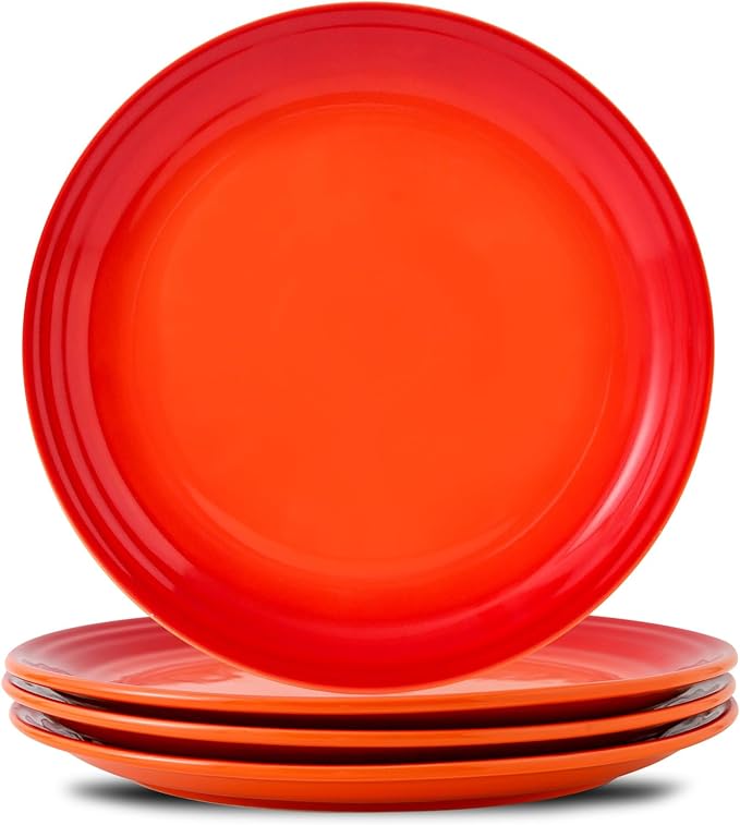 Hasense Ceramic Dinner Plates Set of 4, 10 Inch Premium Dinnerware Dishes,Salad Serving Plates Elegant & Durable, Oven, Microwave & Dishwasher Safe, Perfect for Family and Entertaining,Gradient Orange